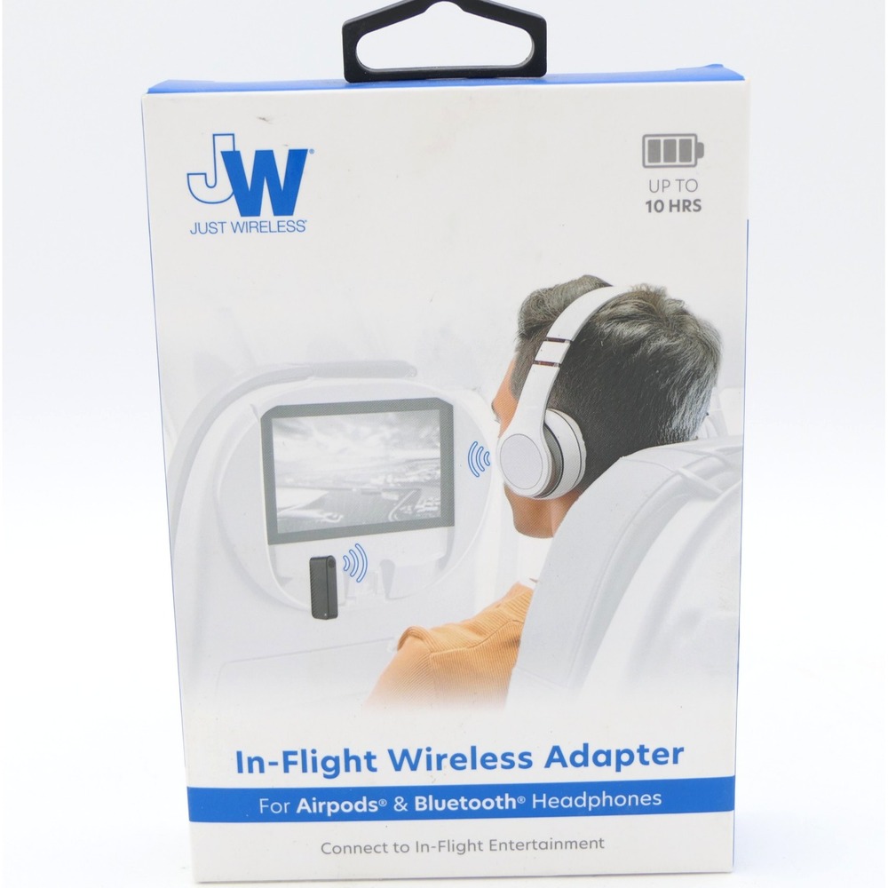 JW Just Wireless In-Flight Wireless Adapter For Bluetooth Headphones Up To 10Hrs